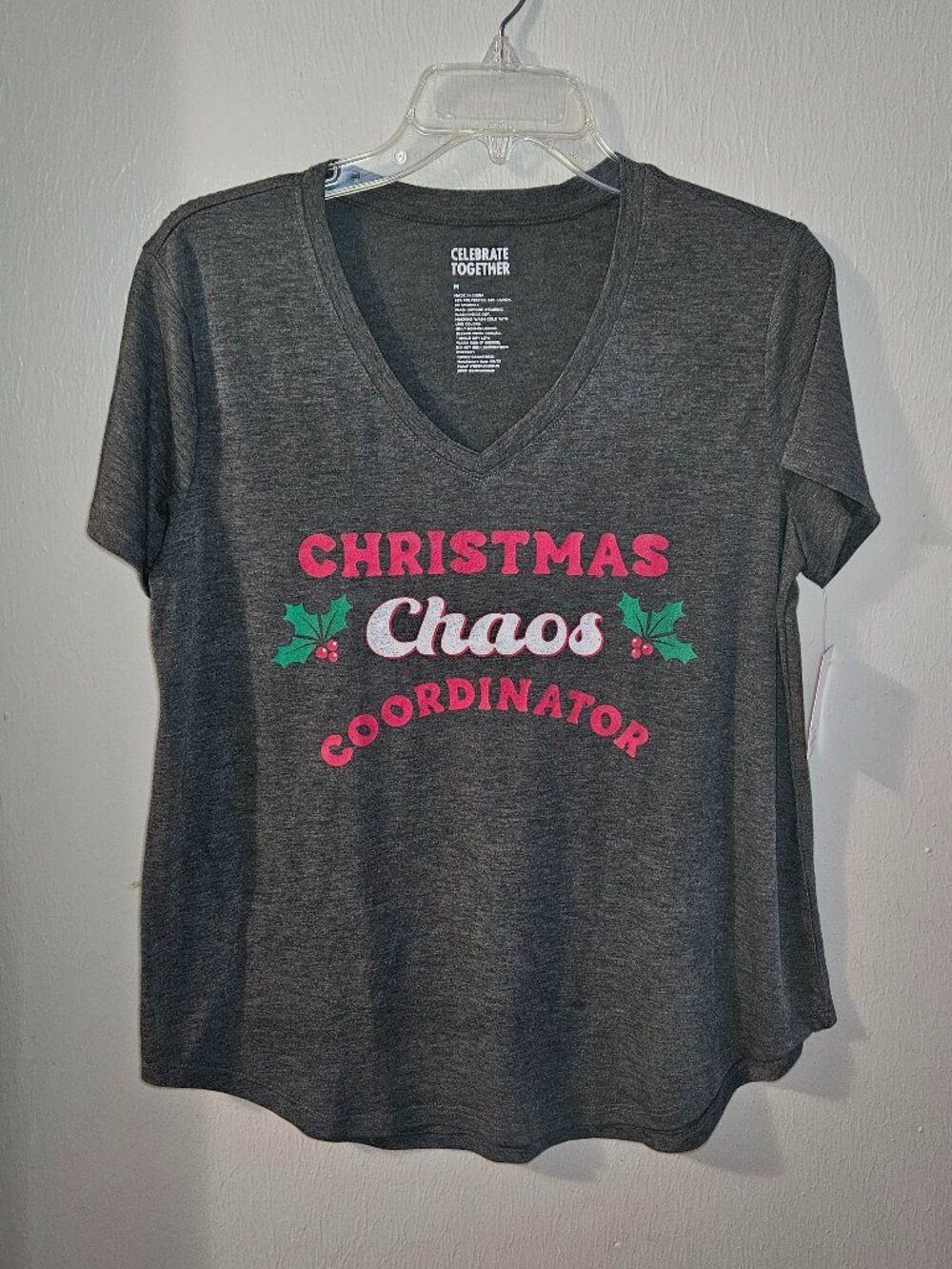 Celebrate Together Women's Gray 'Christmas Chaos Coordinator' Tee Size M